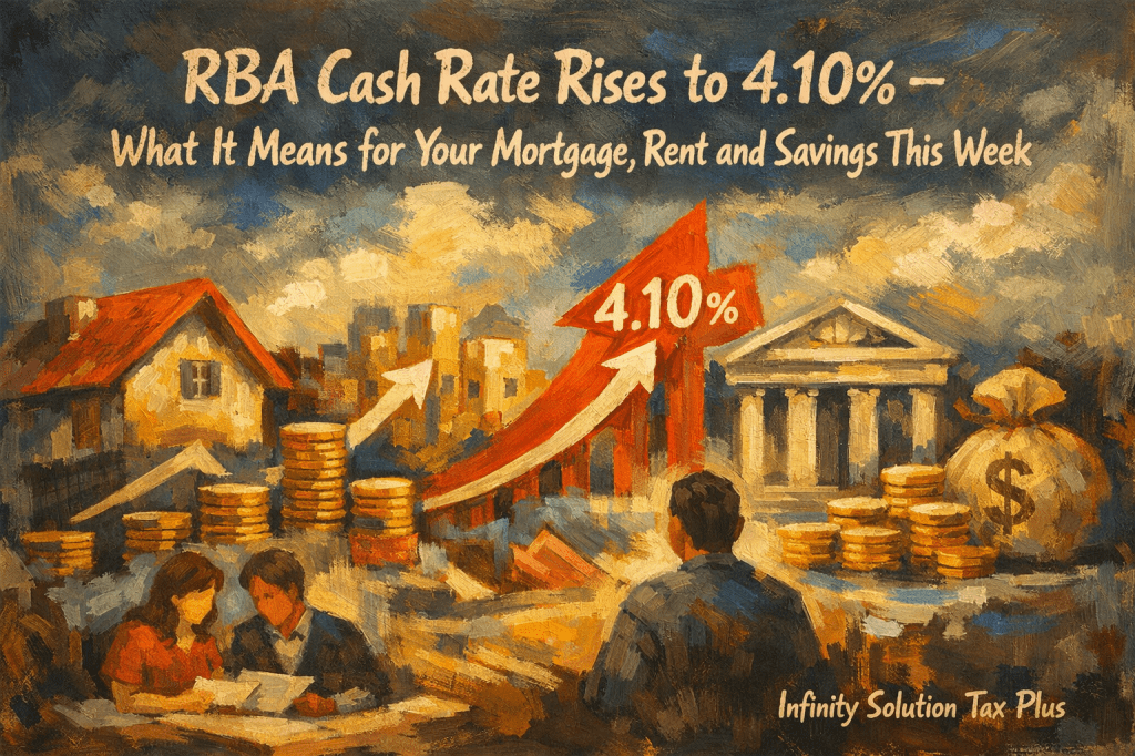 RBA Cash Rate Rises to 4.10% – What It Means for Your Mortgage, Rent and Savings This&nbsp;Week